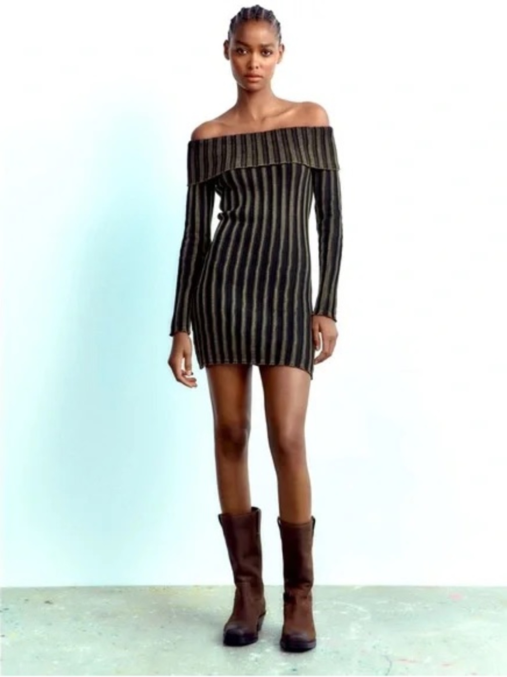 ZARA - Ribbed Off-Shoulder Dress - Picture 3 of 4